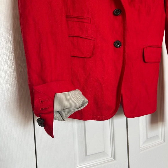 J Crew Schoolboy Blazer Red Sz 6 Tall 38985 Rayon Metallic Herringbone - Picture 5 of 15